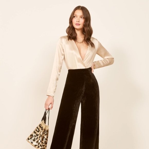 Reformation Tops - NWT Reformation Silk Aerin Gold Bodysuit